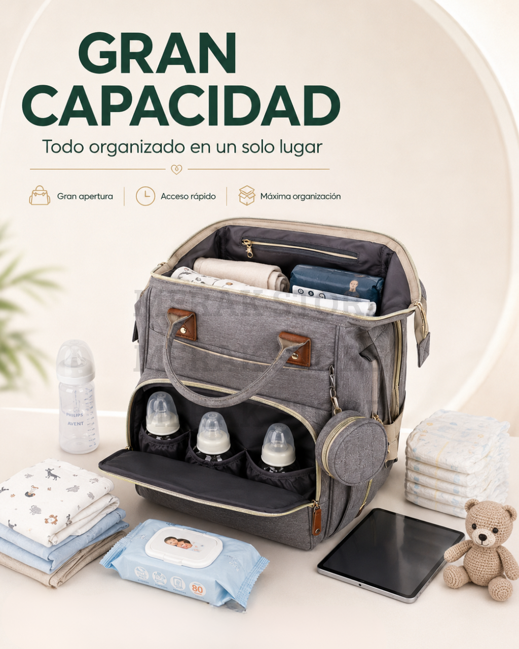 Bolso Pañalera Multiusos Con Cuna Portátil 💼👶 BRINDE