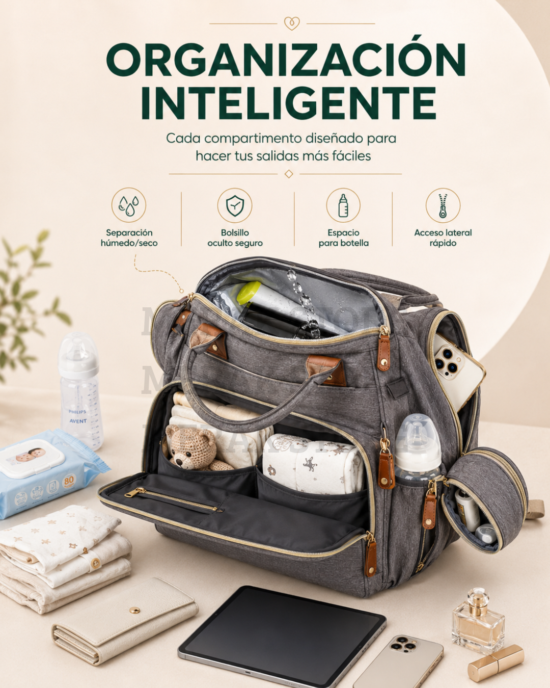 Bolso Pañalera Multiusos Con Cuna Portátil 💼👶 BRINDE
